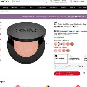 5/$60 Saie Glow Sculpt Cream Highlighting Blush Pinkglow BNIB